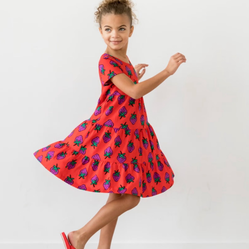 Hanna Andersson Twirl Power Dress in Very Strawberry - Size 8